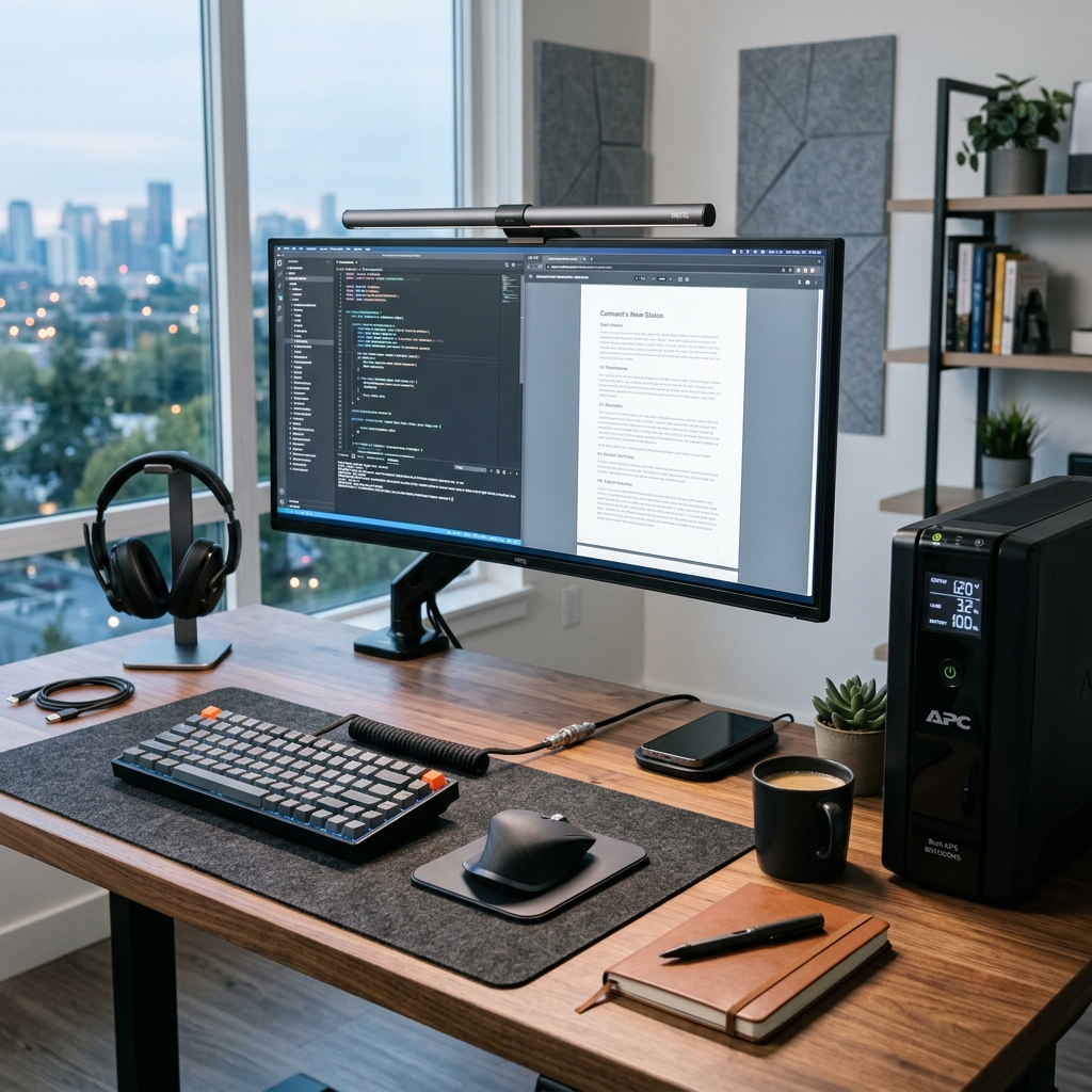 Office Accessories Keyboard Mouse and APC UPS Power Backup